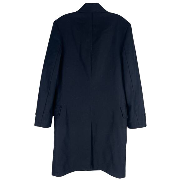 Lands' End Wool Blend Single Breasted Long Top Coat Black Men Size L Reg - Picture 8 of 14